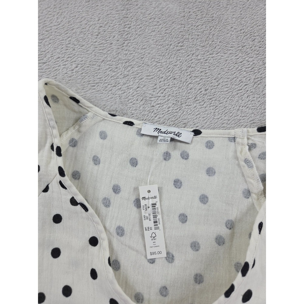 Madewell Dress Size Medium Lightspun Ruffle Sleeve Babydoll Polka Dot Toss - Picture 5 of 9